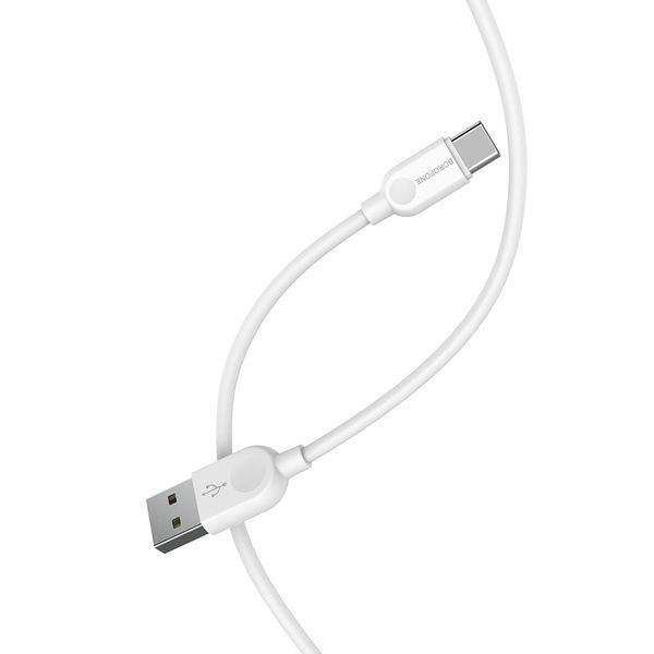 Кабель BOROFONE BX14 USB to Type-C 2.4A, 3m, PVC, TPE connectors, White