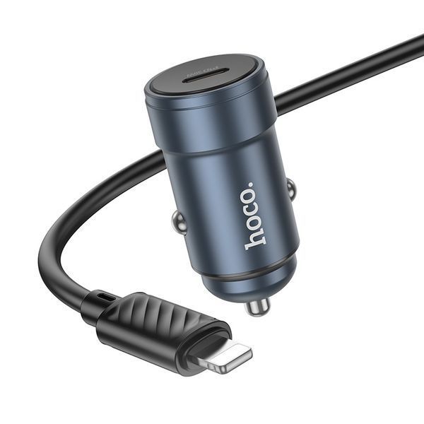 Автомобильное зарядное устройство HOCO Z57 Glorious single-port PD30W Car Charger Set (C to iP) Metal Gray