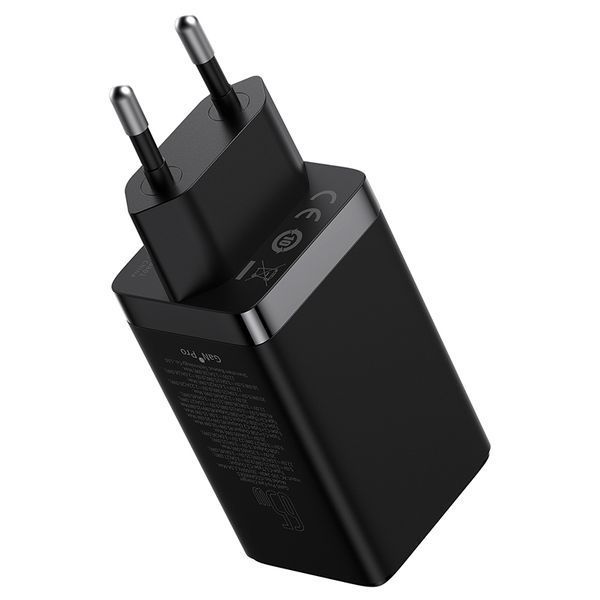 Мережевий зарядний пристрій з кабелем Baseus GaN5 Pro Fast Charger 2C+U 65W EU Black(Baseus Xiaobai charging Cable Type-C to Type-C 100W)