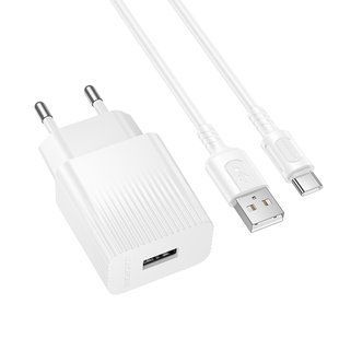 Сетевое зарядное устройство с кабелем BOROFONE BAS71A Source single-port charger set(Type-C) White