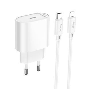 Мережевий зарядний пристрій з кабелем HOCO C109A(PD20W) Fighter single port PD20W charger set(C to iP) White