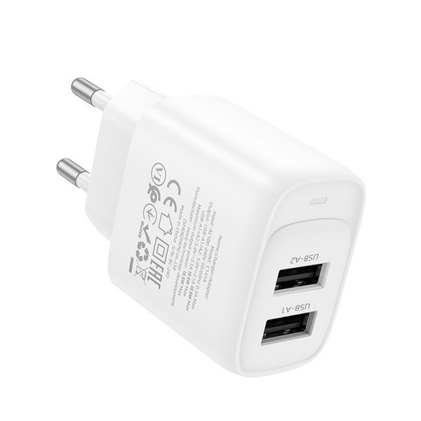 Сетевое зарядное устройство HOCO C141A Smart dual-port charger White