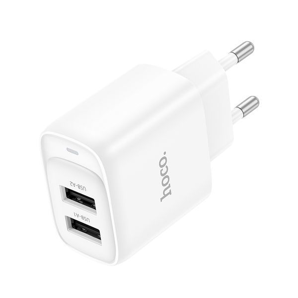 Сетевое зарядное устройство HOCO C141A Smart dual-port charger White