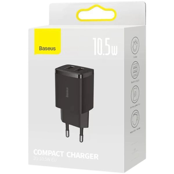Сетевое зарядное устройство для Baseus Compact Charger 2U 10.5W EU Black
