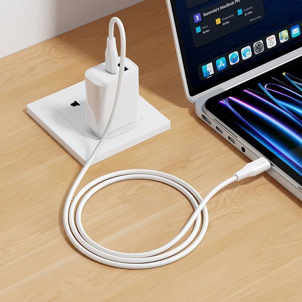 Кабель HOCO X124 Bien 60W silicone charging data cable C to C White