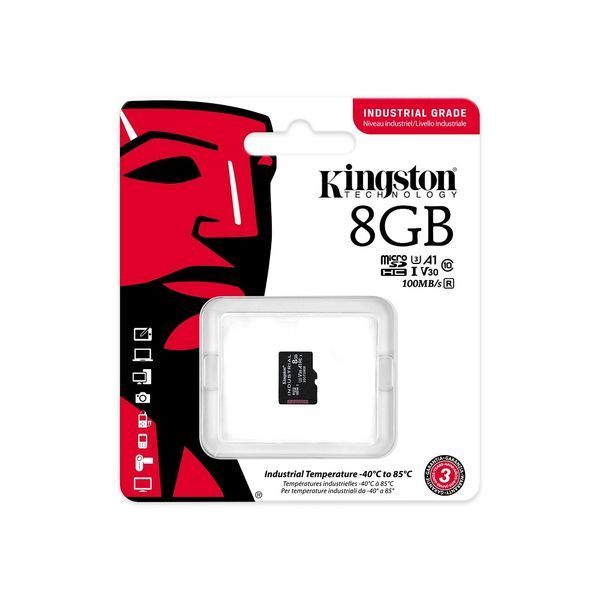 Карта памяти microSDHC (UHS-1 U3) Kingston Industrial 8Gb class 10 V30 А1