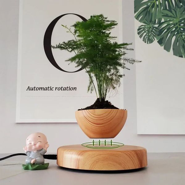 Магнитный левитационный горшок для растений HCNT Magnetic Levitating Pot M10-PS Wood Grain