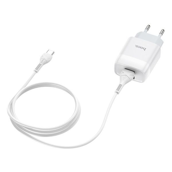 Мережевий зарядний пристрій з кабелем HOCO C73A Glorious dual port charger set(Type-C) 12W White