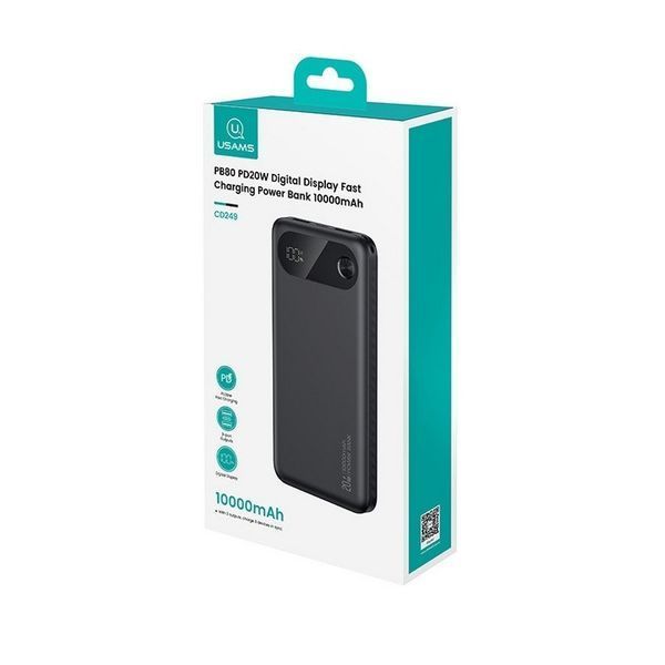 Зовнішній акумулятор Usams CD249 PB80 PD20W Digital Display Fast Charging 10000mAh White