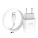 Мережевий зарядний пристрій з кабелем HOCO C73A Glorious dual port charger set(Type-C) 12W White