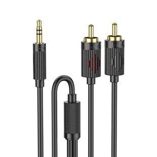 Аудiокабель HOCO UPA28 3.5mm male to double lotus RCA, 1,5m, Black