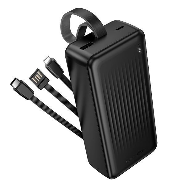 Внешний аккумулятор BOROFONE BJ79B Clever power bank with 3 cables(30000mAh) Black