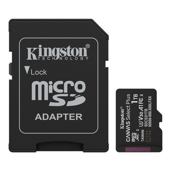 Карта памяти microSDXC (UHS-1 U3) Kingston Canvas Select Plus Gen3 1Tb 10 А1 V30 (R-150MB/s) (adapter SD)