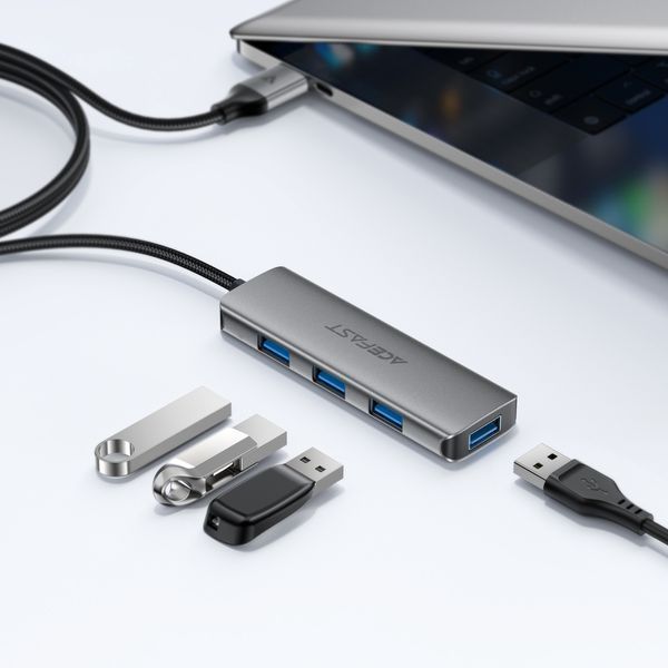 USB-хаб ACEFAST J17 USB-A 4-in-1 HUB Metal Gray