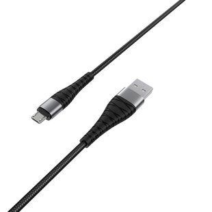 Кабель BOROFONE BX32 USB to Micro 2.4A, 1m, nylon, aluminum+TPE connectors, Black