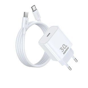 Мережевий зарядний пристрій з кабелем REMAX Figen Series 30W All-compatible GaN Charger+ RC-CO21 Data Cable Set RP-U71 EU-White