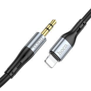 Аудiокабель HOCO UPA22 iP to 3.5mm male, silicone, 1m, Black