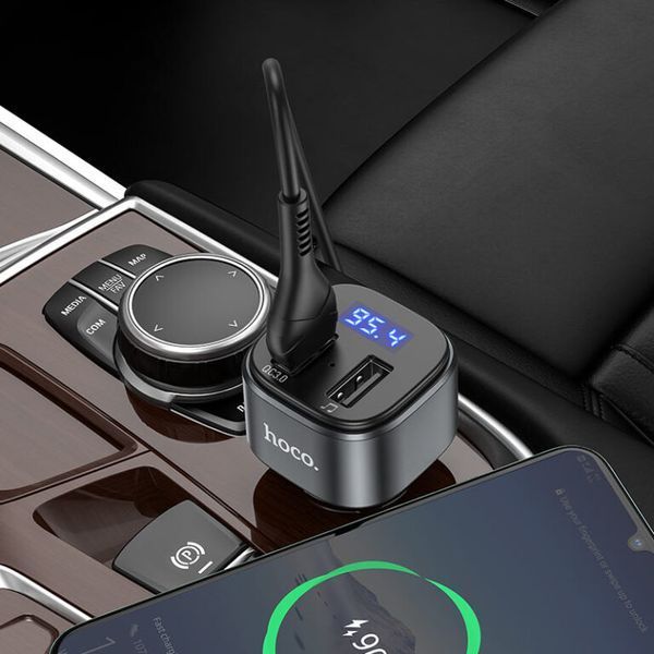 ОЗУ с FM-модулятором HOCO E67 Fighter QC3.0 18W car BT FM transmitter Black