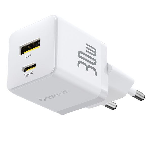Мережевий зарядний пристрій Baseus Palm Fast Charger C+U 30W EU Moon White