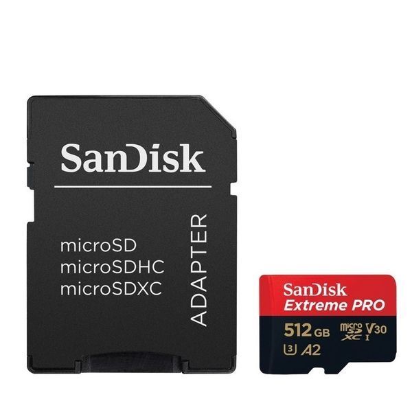 Карта пам'яті microSDXC (UHS-1 U3) SanDisk Extreme Pro A2 512Gb class 10 V30 (R200MB/s,W140MB/s) (adapter)