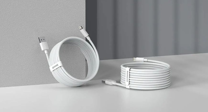 Кабель Baseus Simple Wisdom Data Cable Kit USB to iP 2.4A (2PCS/Set)1.5m White