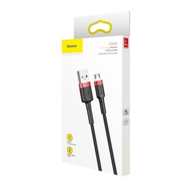Кабель Baseus Cafule Cable USB Micro 2.4A 1m Red+Black