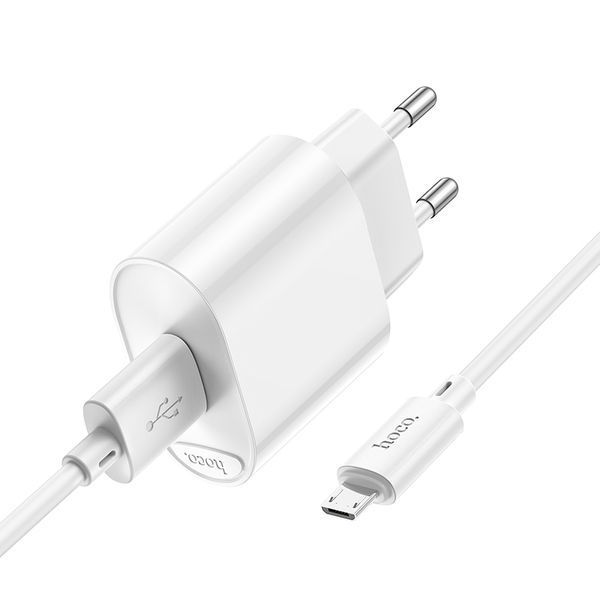 Сетевое зарядное устройство с кабелем HOCO C109A Fighter single port QC3.0 charger set(Micro) White