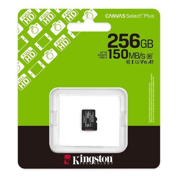 Карта памяти microSDXC (UHS-1) Kingston Canvas Select Plus Gen3 256Gb class 10 А1 (R-150MB/s)