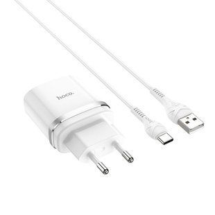 Сетевое зарядное устройство с кабелем HOCO C12Q Smart QC3.0 charger set(Type-C) 18W White