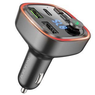 ОЗУ с FM-модулятором BOROFONE BC48 Broad QC3.0 car BT FM transmitter 18W Black