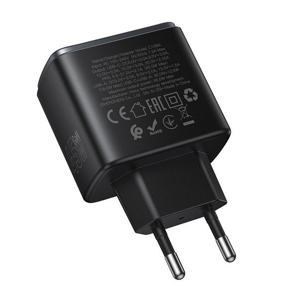 Сетевое зарядное устройство для HOCO C158A Upgrade PD45W(1C1A) charger(EU) Black