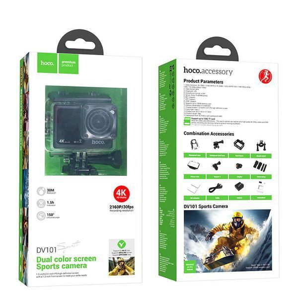 Экшн камера HOCO DV101 dual color screen sports camera Black
