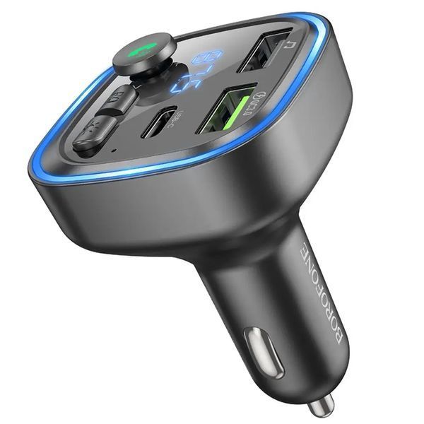 ОЗУ с FM-модулятором BOROFONE BC48 Broad QC3.0 car BT FM transmitter 18W Black