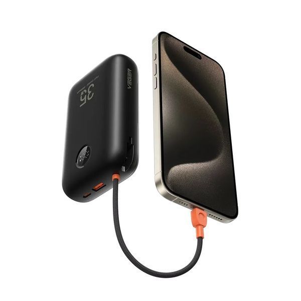 Внешний аккумулятор VEGER Built-In 2 cables Ultra Mini 30000mAh