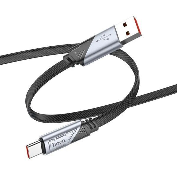 Кабель HOCO U119 USB для Type-C 5A, 1.2m, nylon, алюминиевые подключения, Black