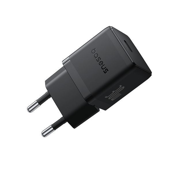 Мережевий зарядний пристрій з кабелем Baseus Palm Fast Charger 1C 30W EU Cluster Black(With: Baseus Mini White Cable C to C 60W(20V/3A) 1m