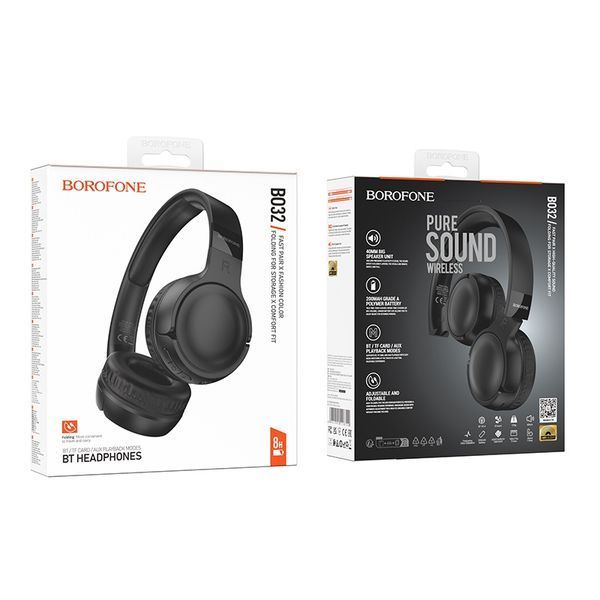Беспроводные накладные наушники BOROFONE BO32 Show BT headphones Black