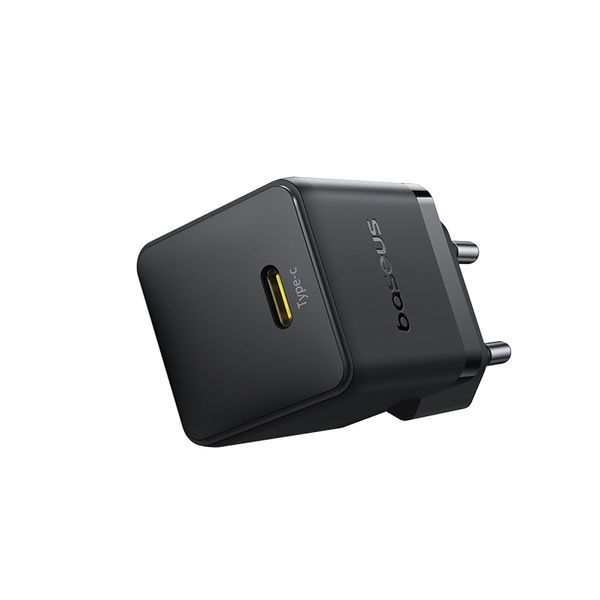 Мережевий зарядний пристрій з кабелем Baseus Palm Fast Charger 1C 30W EU Cluster Black(With: Baseus Mini White Cable C to C 60W(20V/3A) 1m