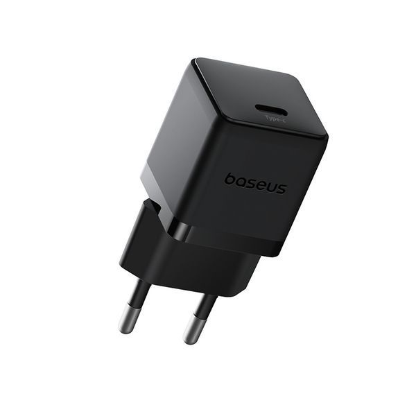 Мережевий зарядний пристрій з кабелем Baseus Palm Fast Charger 1C 30W EU Cluster Black(With: Baseus Mini White Cable C to C 60W(20V/3A) 1m