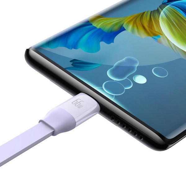 Кабель Baseus Bright Mirror 2 Series Retractable 3-in-1 Fast Charging Data Cable USB to M+L+C 66W 1.1m Purple