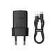 Мережевий зарядний пристрій з кабелем Baseus Palm Fast Charger 1C 30W EU Cluster Black(With: Baseus Mini White Cable C to C 60W(20V/3A) 1m