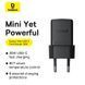 Мережевий зарядний пристрій з кабелем Baseus Palm Fast Charger 1C 30W EU Cluster Black(With: Baseus Mini White Cable C to C 60W(20V/3A) 1m
