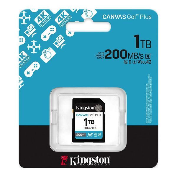 Карта памяти SDXC (UHS-1 U3) Kingston Canvas Go! Plus 1Tb class 10 A2 V30 (R200MB/s, W160MB/s)