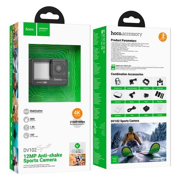 Экшн-камера HOCO DV102 4K anti-shake sports camera Black
