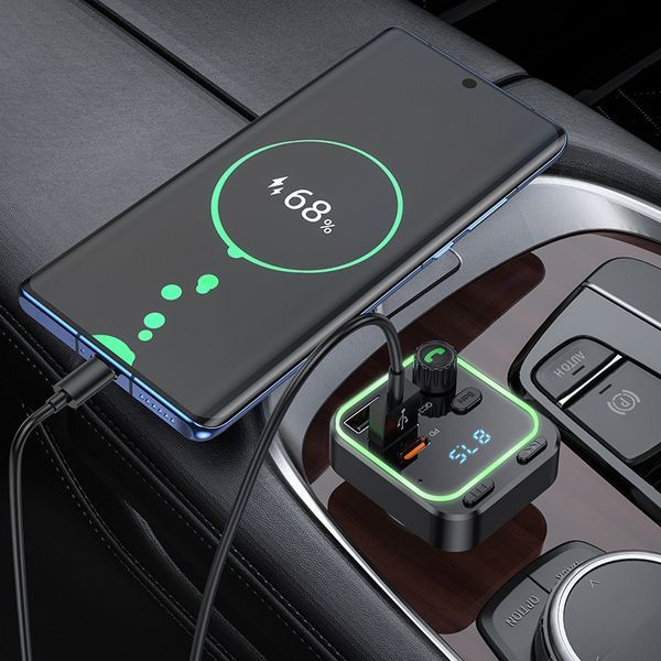 ОЗУ с FM-модулятором BOROFONE BC53 Highway PD20W+QC3.0 car BT FM transmitter 18W Black