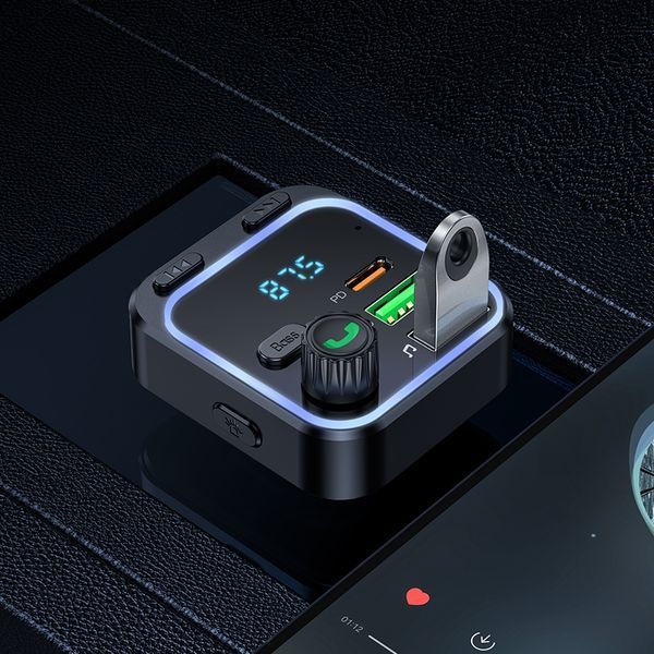 ОЗУ с FM-модулятором BOROFONE BC53 Highway PD20W+QC3.0 car BT FM transmitter 18W Black