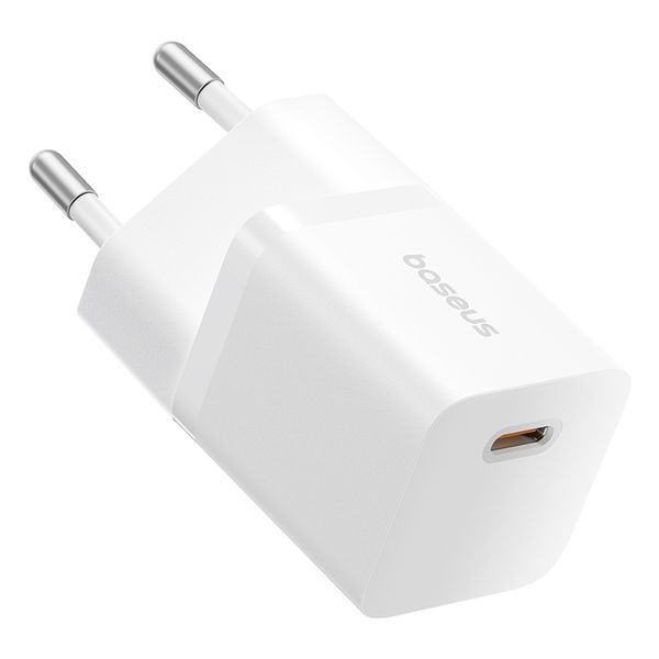Мережевий зарядний пристрій з кабелем Baseus GaN5 Fast Charger (mini) 1C 25W EU Moon White (with: Fast Charging Data Cable Type-C)