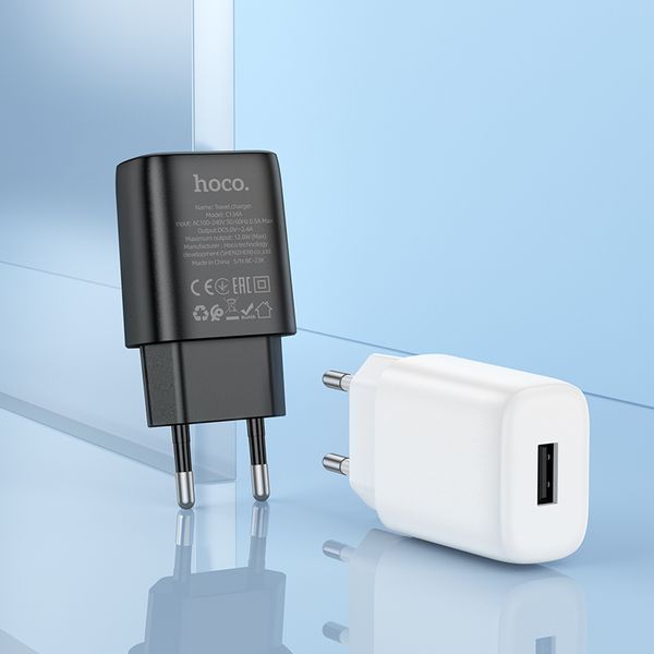 Сетевое зарядное устройство с кабелем HOCO C134A Solid single-port charger set(Type-C) White