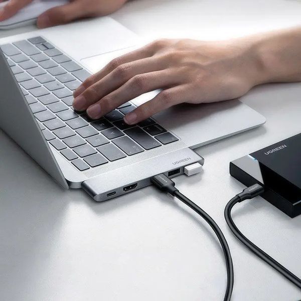USB-хаб UGREEN CM251 Dual USB-C To HDMI+3*USB 3.0 A+Type C Female Converter