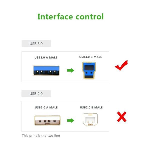 Кабель UGREEN US210 USB 3.0 AM to BM Print Cable 2m (Black)(UGR-10372)